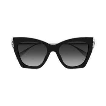 Alexander McQueen AM0375S-001 - Ochelari de soare Femei, Negru/Argintiu/Gri, Butterfly