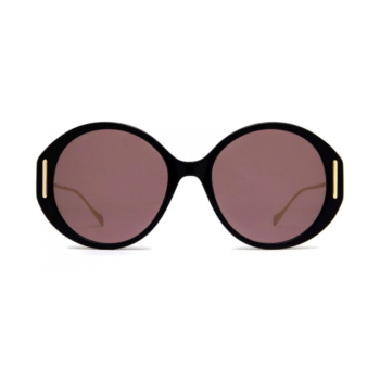 Gucci GG1202S-001 – Ochelari de soare Femei, Negru-Auriu, Rotunzi, 57 mm
